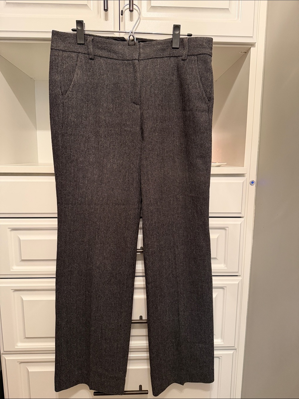 Lands' End Straight-Leg Charcoal Tweed Dress Pants